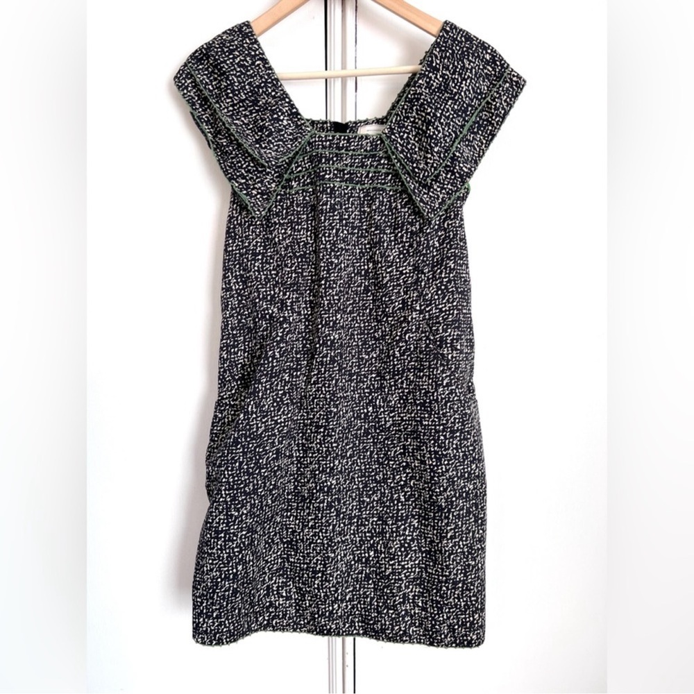 Anthropologie Moulinette Soeurs Cotton Shift Dress Black, Cream & Green Size 2 - Picture 3 of 16
